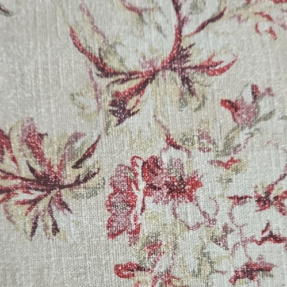 Eddie Bauer Home Vintage Cream Red Pink Floral Cotton Queen Duvet Cover
